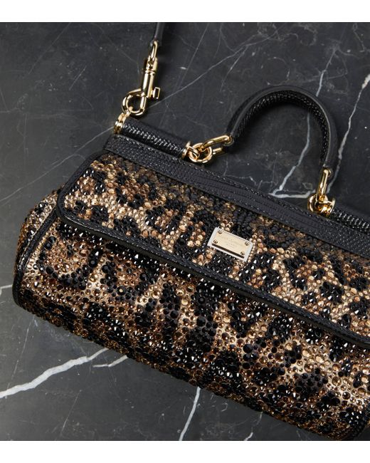 Dolce & Gabbana Black Sicily Small Embellished Shoulder Bag