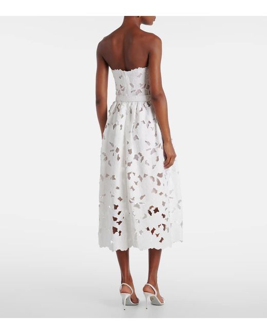 Oscar de la Renta White Lace Bustier Dress
