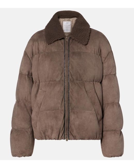 Brunello Cucinelli Brown Suede Down Jacket
