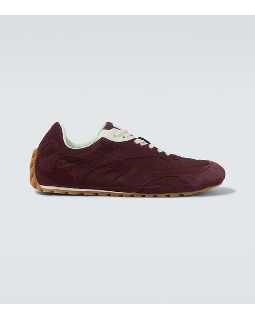 Bottega Veneta Red Orbit Flash Suede-Trimmed Sneakers for men