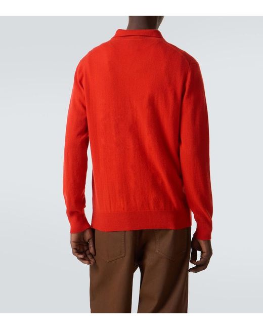Allude Red Cashmere Polo Sweater for men