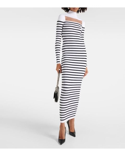Jean Paul Gaultier White 'The Knit Marinière' Maxi Dress