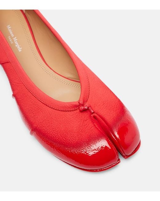 Maison Margiela Red Tabi Patent Leather Ballet Flats