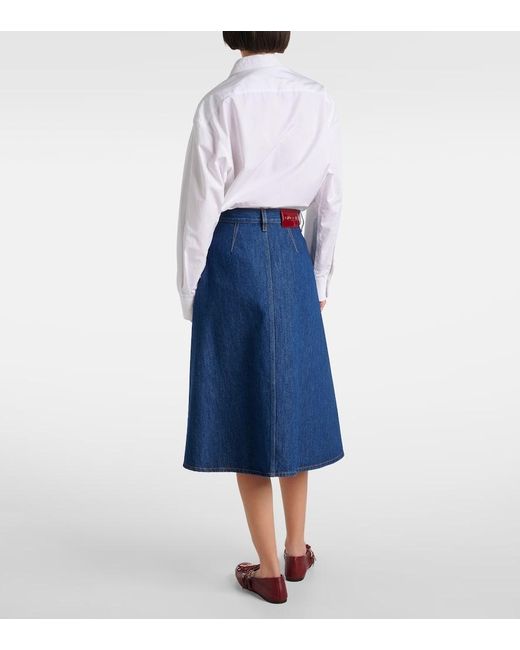 Gucci Blue Denim Midi Skirt