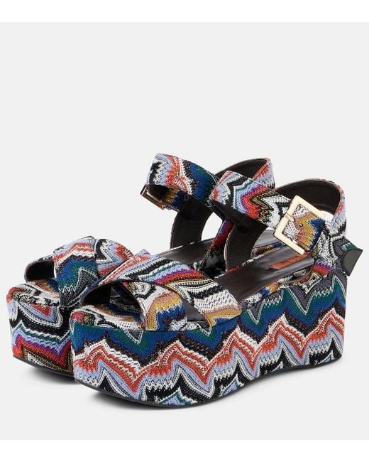 Missoni Blue Julia Raschel Lame Platform Sandals