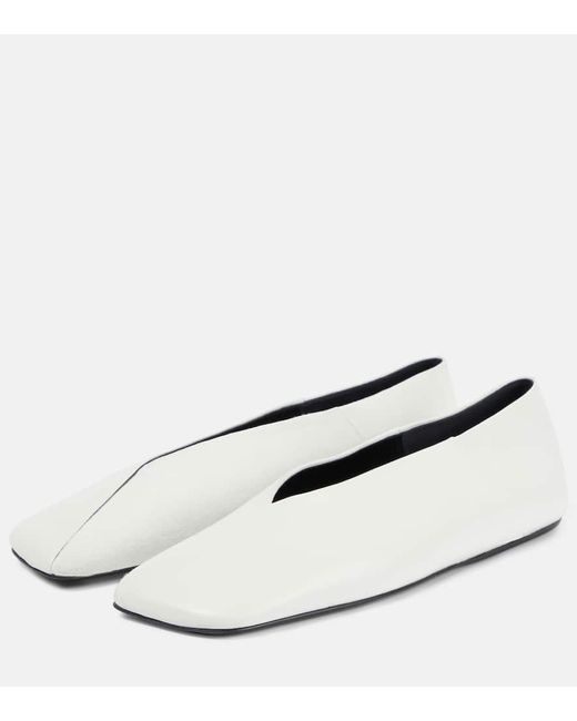 Jil Sander White Leather And Suede Ballet Flats
