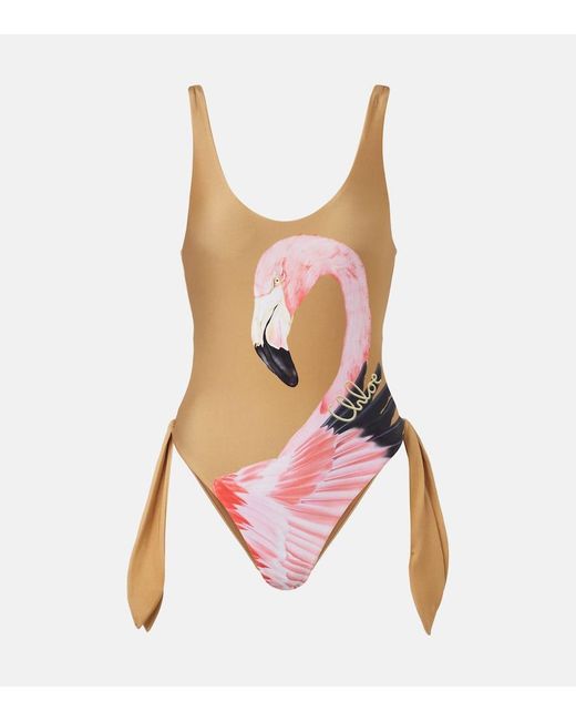 Chloé Pink Bedruckter Badeanzug