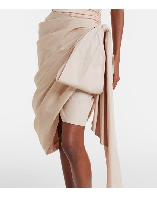 Chloé Natural Bow-Detail Cotton Poplin Midi Skirt