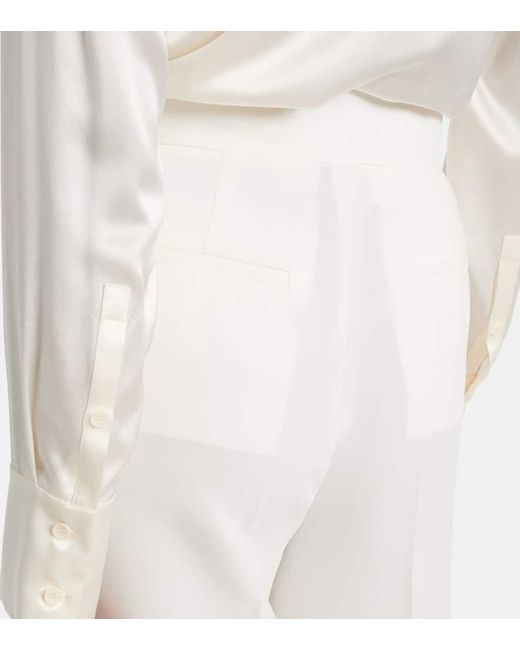 Max Mara White Weite High-Rise-Hose Abetone Aus Cady