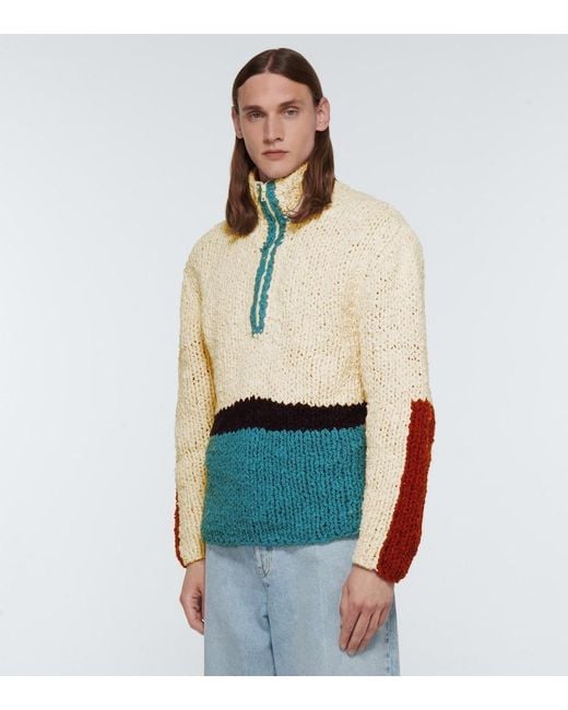 The Elder Statesman Blue Block N Spiral Boucle Sweater for men
