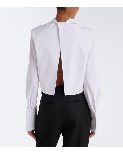 Tom Ford White Cropped Cotton Poplin Tuxedo Shirt