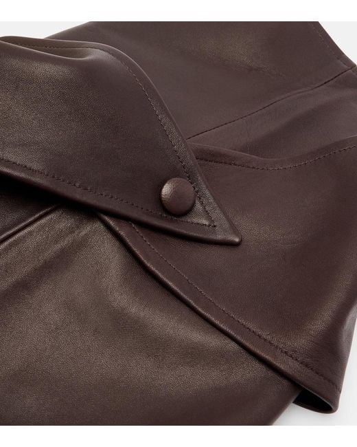 Nour Hammour Black Draped Leather Hood