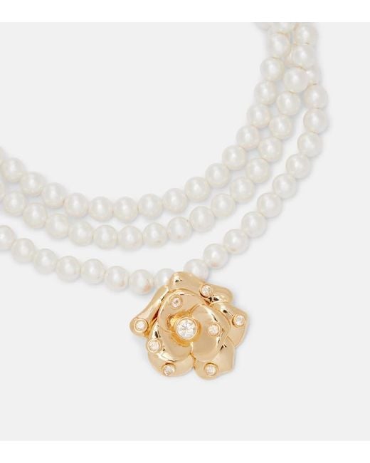 Choker A Cristaux Self-Portrait en coloris White