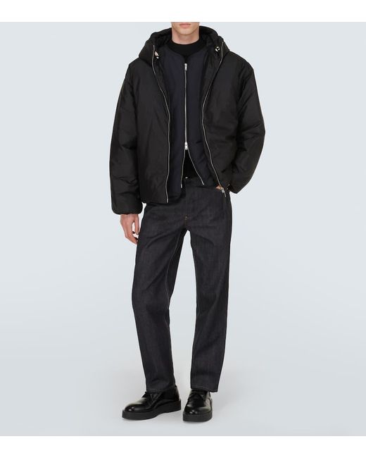 Jil Sander Black Leather-trimmed Down Jacket for men