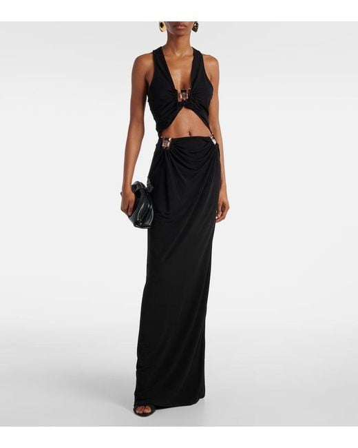 Christopher Esber Black Duo Bezel Quartz Jersey Maxi Dress