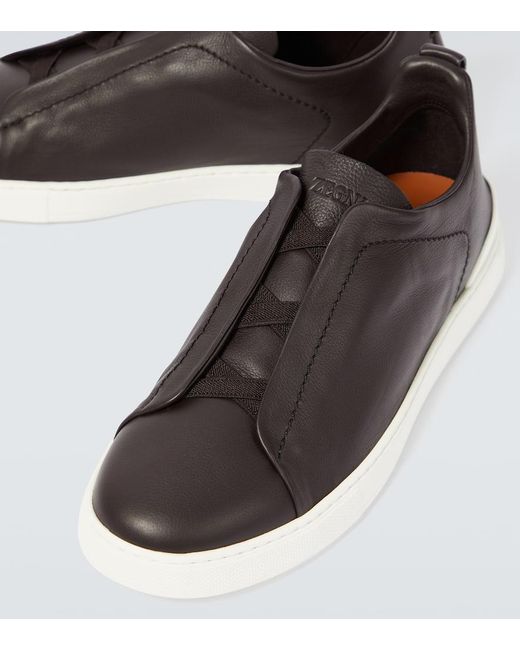 Zegna Slip-Ons Triple Stitch aus Leder in Brown für Herren