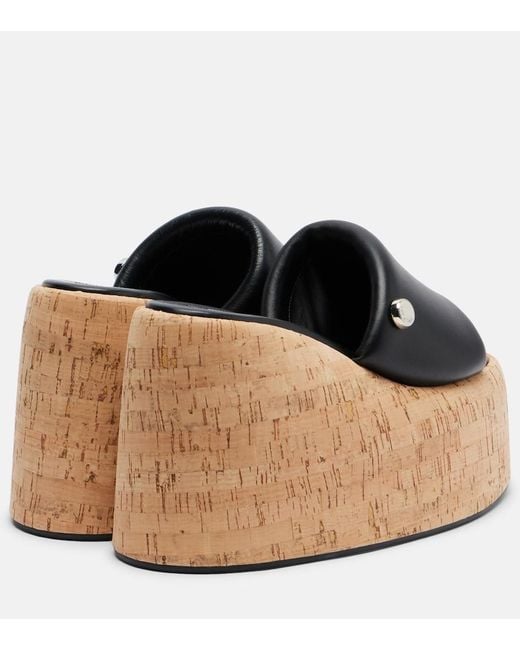 The Attico Black Mochi Leather Platform Slides