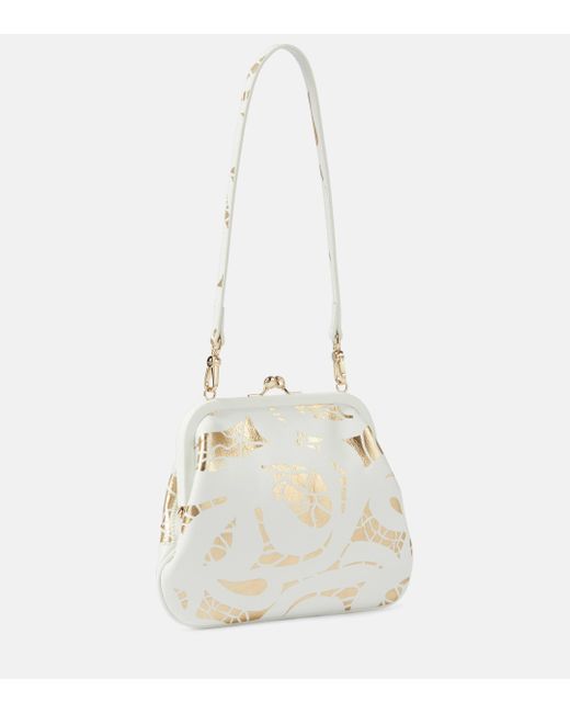 Vivienne Westwood White Vivienne's Embellished Leather Shoulder Bag