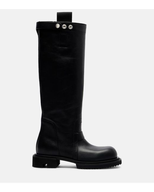 Rick Owens Black Gabe Leather Knee-High Boots