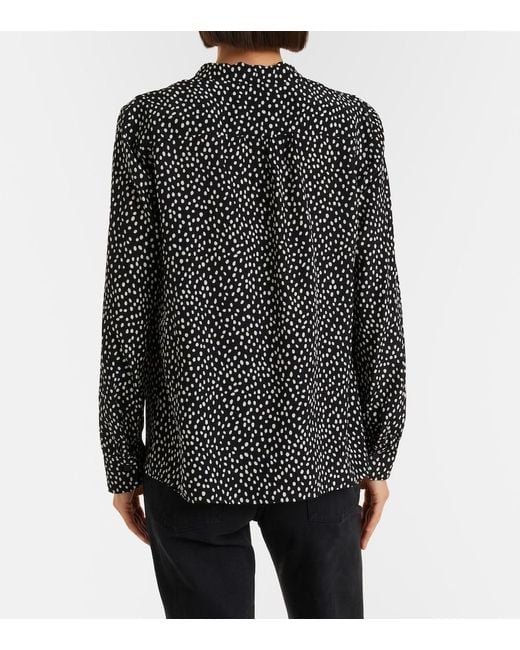 Nili Lotan Black Janese Bow-Detail Polka-Dot Silk Blouse
