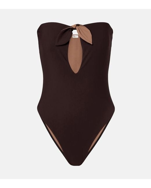 Saint Laurent Brown Cutout Swimsuit