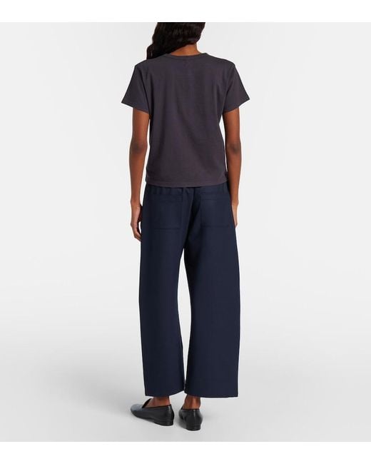 Leset Blue Jane Wool-Blend Wide-Leg Pants