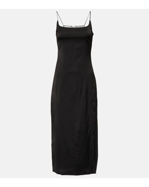 Jacquemus Black La Robe Notte Satin Midi Dress