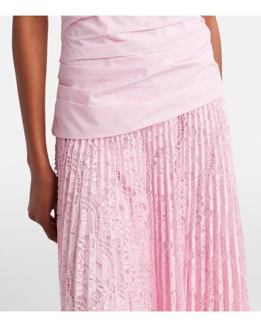 Jonathan Simkhai Pink Annalise Plisse Lace Maxi Dress