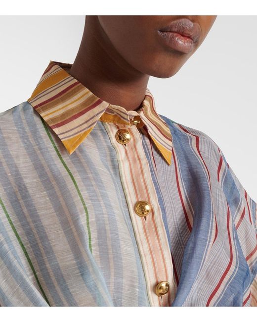 Zimmermann Multicolor Rebellion Striped Linen And Silk Blouse