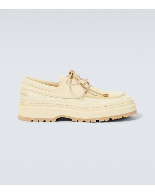 Jacquemus White Pavane Leather Boat Shoes for men