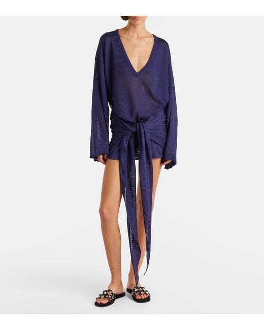 The Attico Blue Open-Knit Minidress