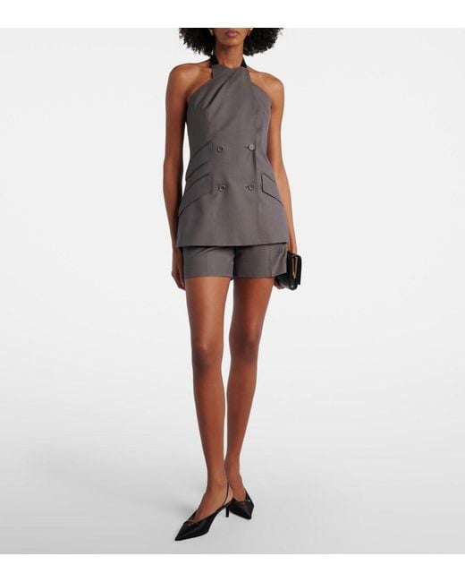 Max Mara Gray Sadunco Virgin Wool Shorts