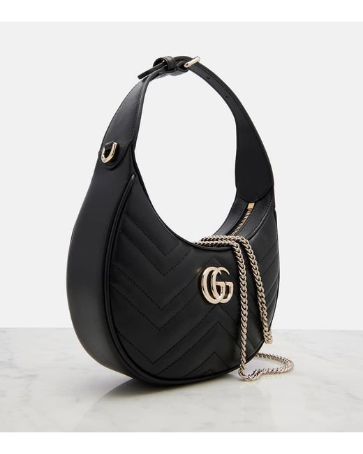 Gucci Black Gg Marmont Small Leather Shoulder Bag