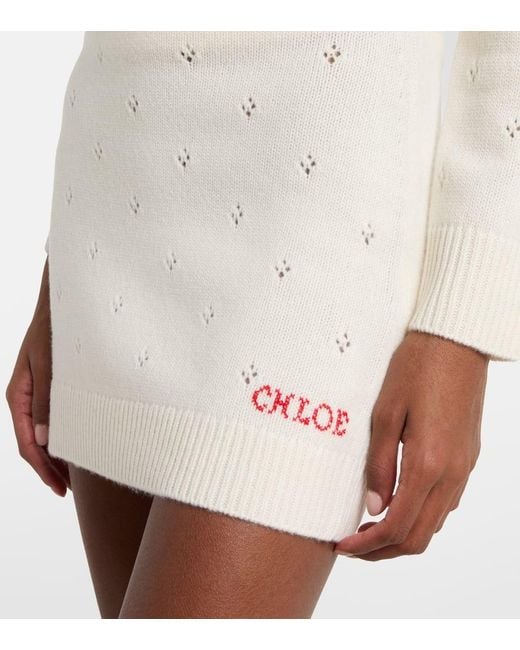 Chloé White Minirock Aus Wolle Und Kaschmir