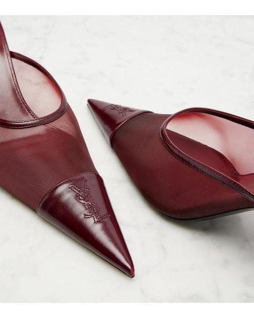 Saint Laurent Pink Renee Mesh And Leather Mules
