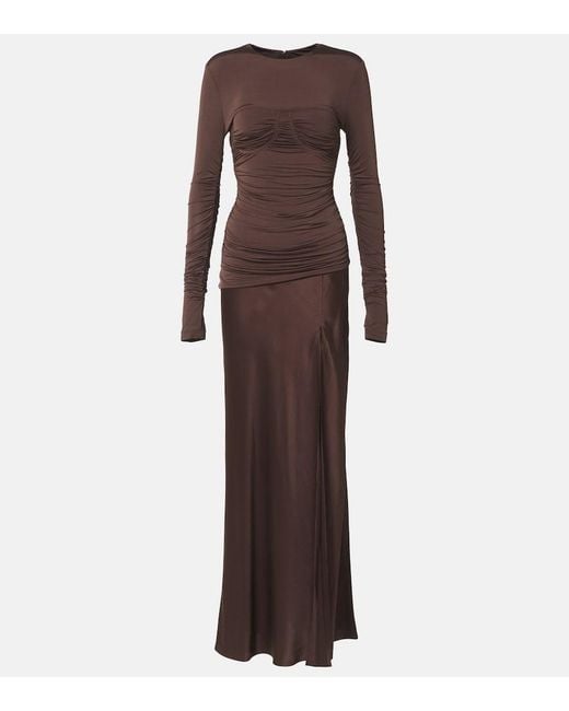 Sir Brown Alessia Draped Jersey And Satin Maxi Dress
