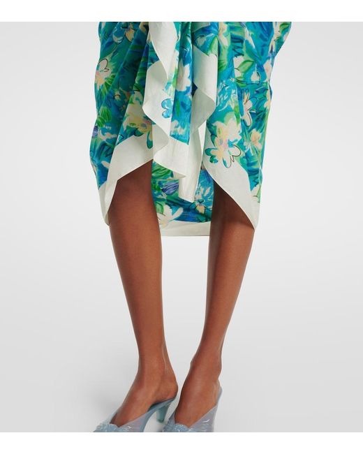 Chloé Blue Floral Cotton Beach Cover-Up