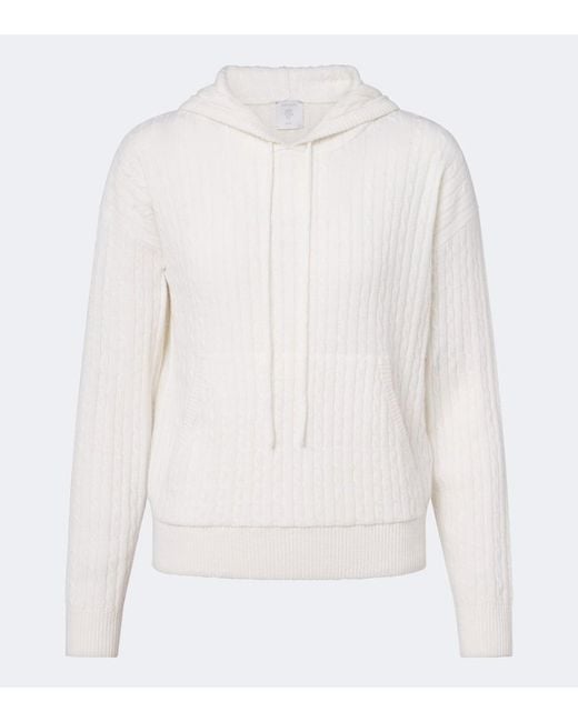 Eleventy White Cable-Knit Cashmere Hoodie