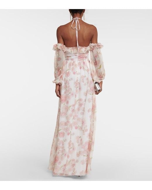 Giambattista Valli Pink Off-the-shoulder Floral Silk Gown