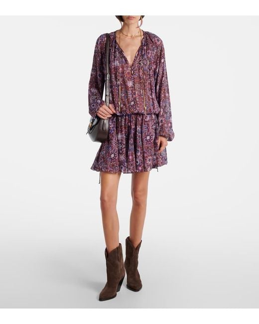Miniabito Bess Arricciato Con Stampa Floreale di Isabel Marant in Purple