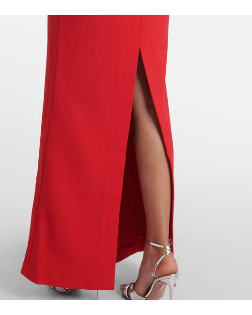 Rebecca Vallance Red Cameron Caped Crepe Gown