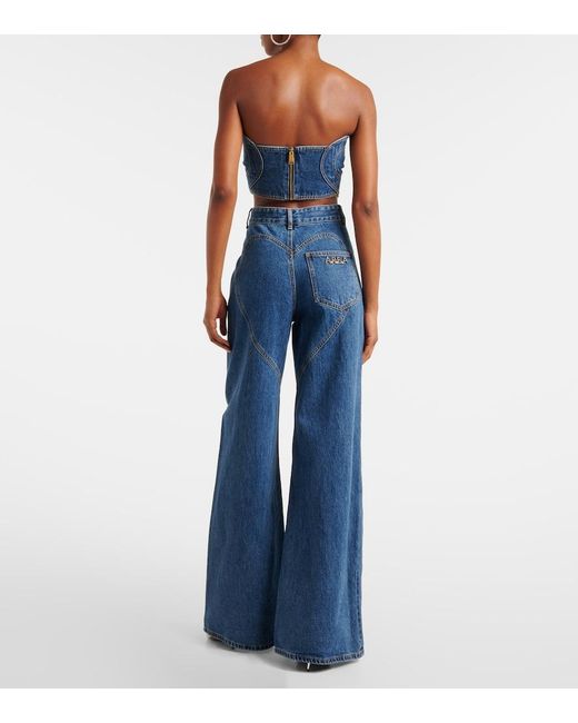 Area Blue Strapless Denim Top