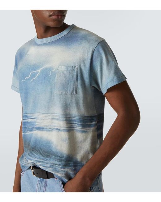 Camiseta De Algodon Estampada ERL de hombre de color Blue