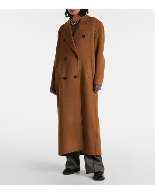 Frankie Shop Brown Gaia Double-Breasted Wool-Blend Coat