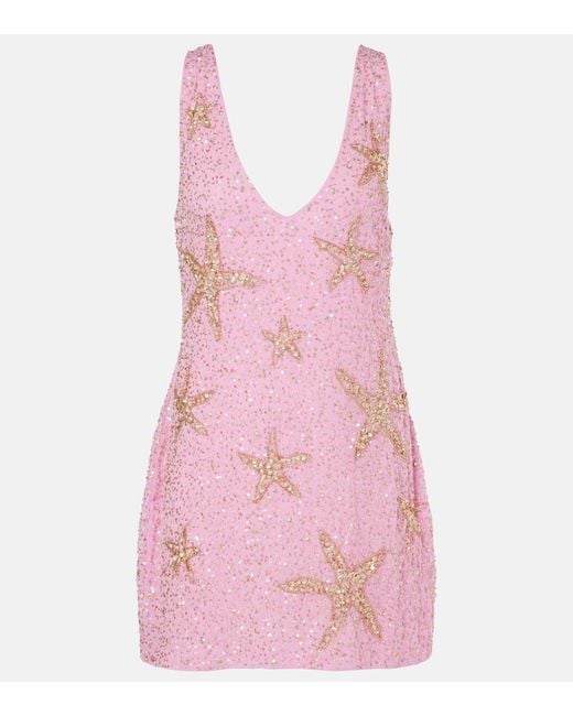 Rixo Pink Christabel Sequined Minidress