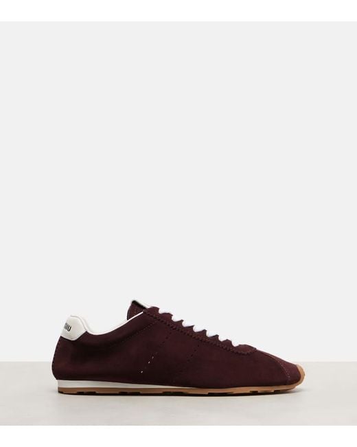 Miu Miu Brown Plume Suede Sneakers