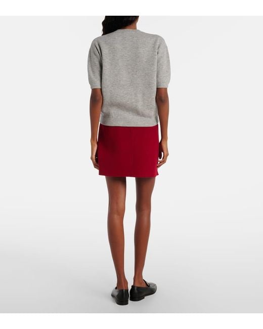 Max Mara Gray Knitted Wool And Cashmere-Blend T-Shirt