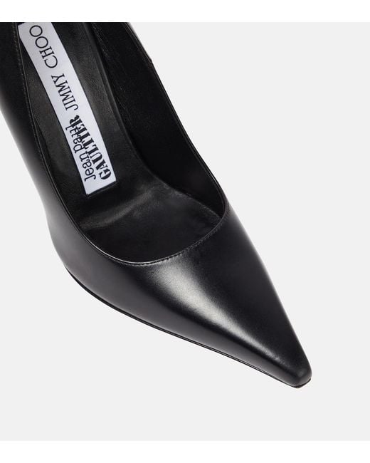 Jimmy Choo Black X Jean Paul Gaultier Leather Wedge Pumps