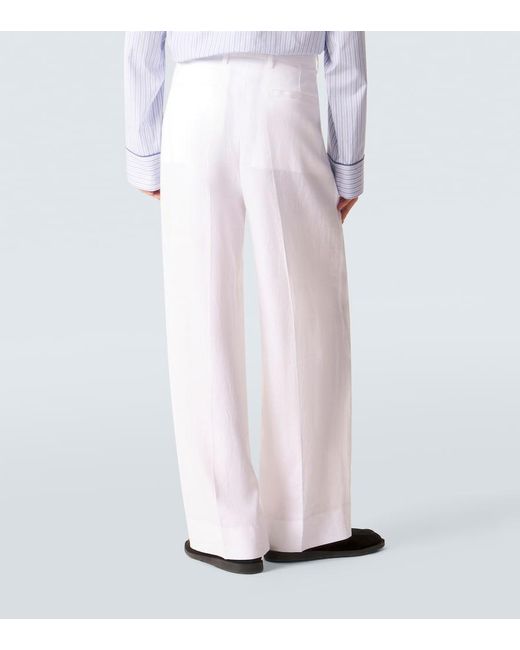 Dolce & Gabbana Linen Canvas Wide-Leg Pants in White for Men | Lyst UK