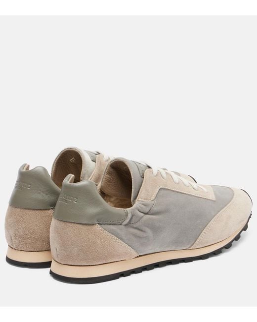 Le Monde Beryl White Slim Runner Velvet And Suede Sneakers